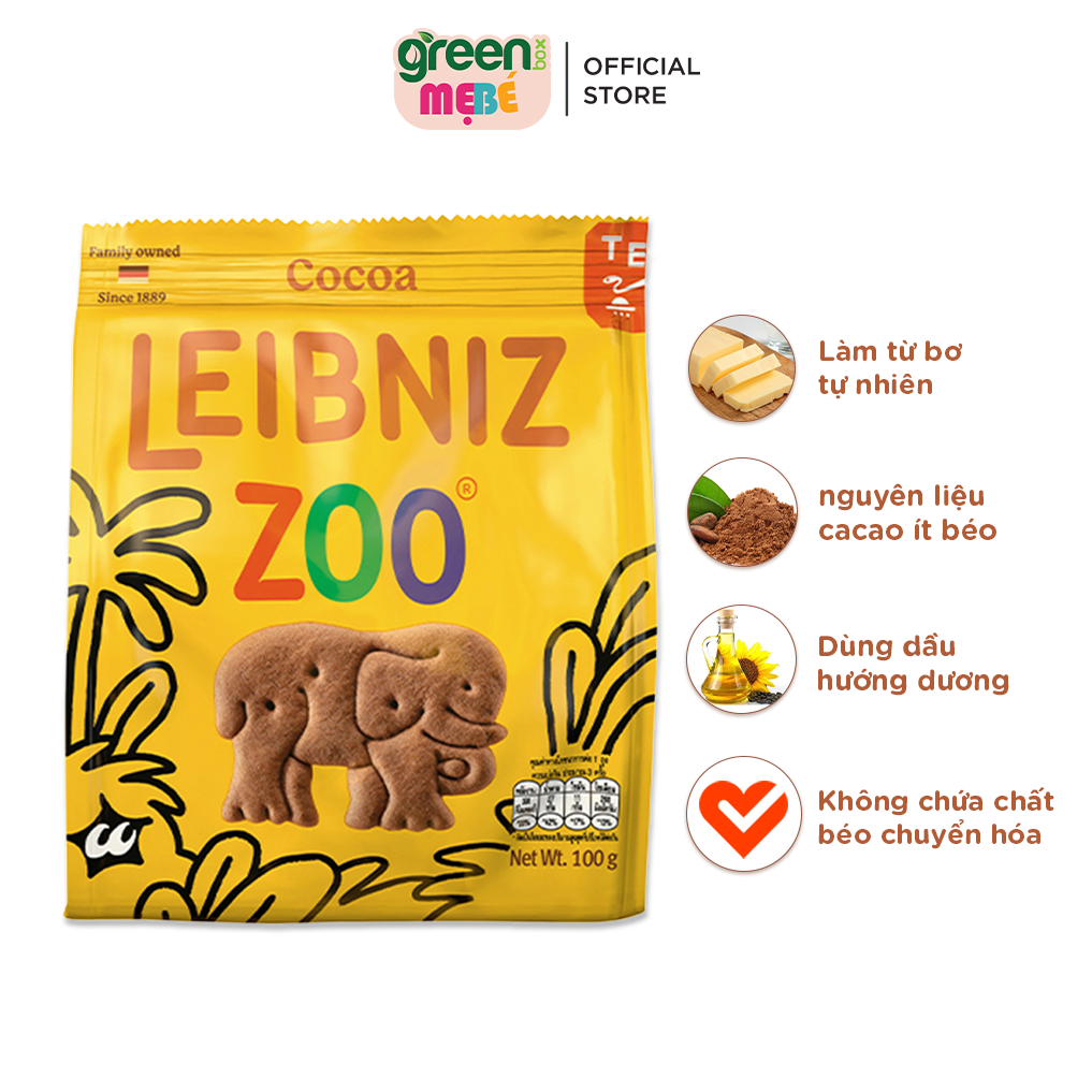 Bánh qui ca cao hình thú rừng nhiệt đới Leibniz Zoo Đức 100g đồ ăn nhẹ cho bé