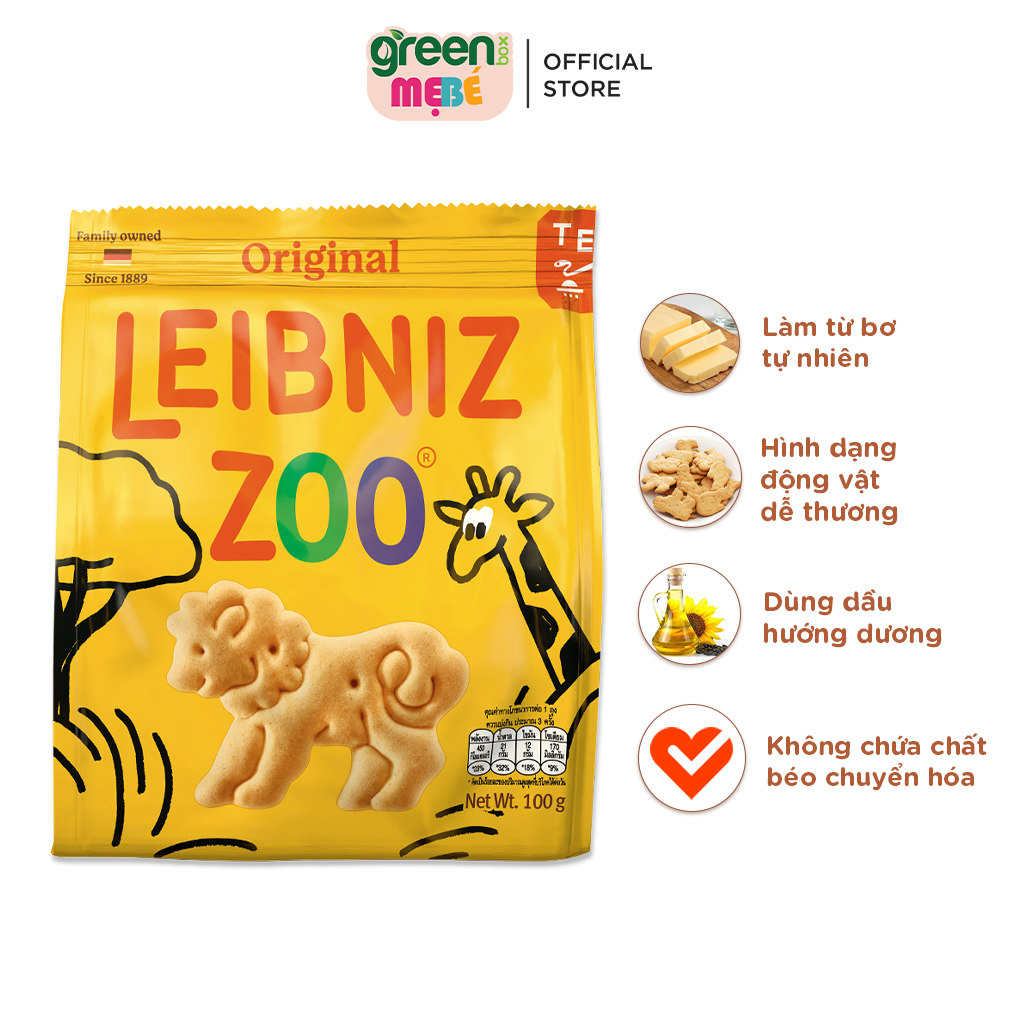 Bánh qui bơ hình thú Leibniz Zoo Đức 100g vị bơ tự nhiên đồ ăn nhẹ cho bé