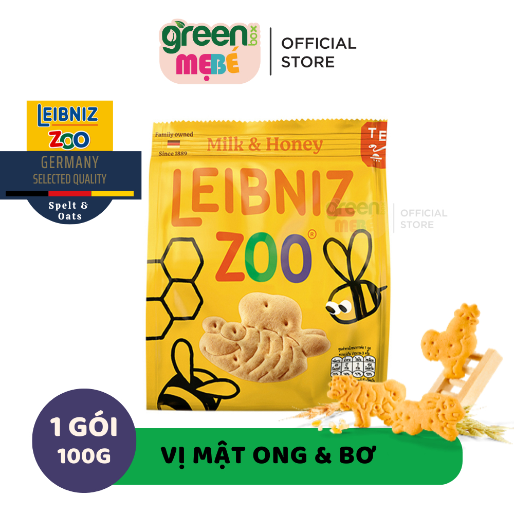 Bánh qui sữa và mật ong hình thú Leibniz Zoo Đức 100g đồ ăn nhẹ cho bé