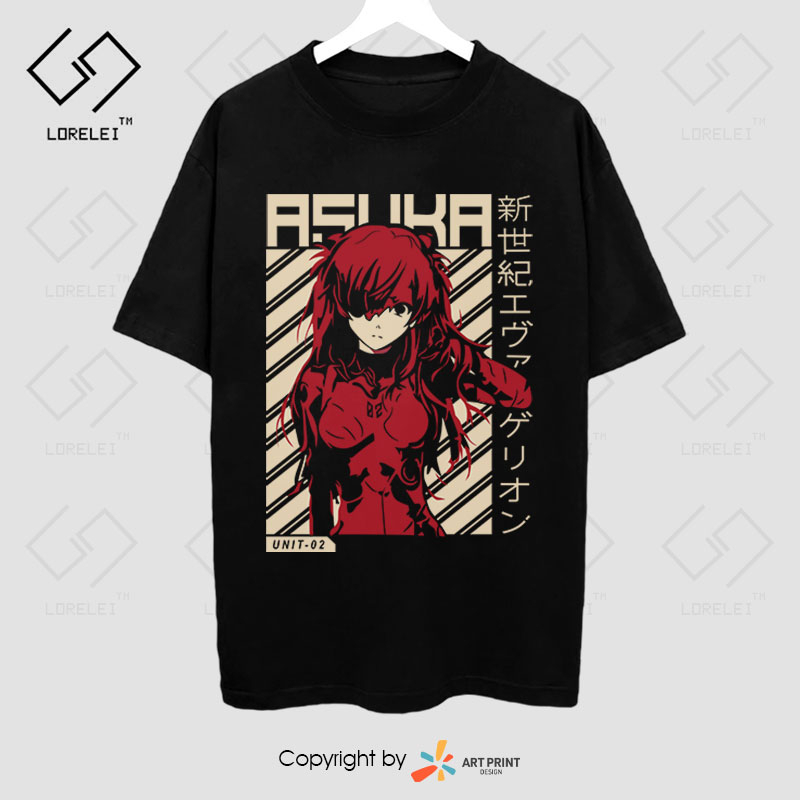 Áo thun Neon Genesis Evangelion ASUKA Unit 02 (Black) ngắn tay