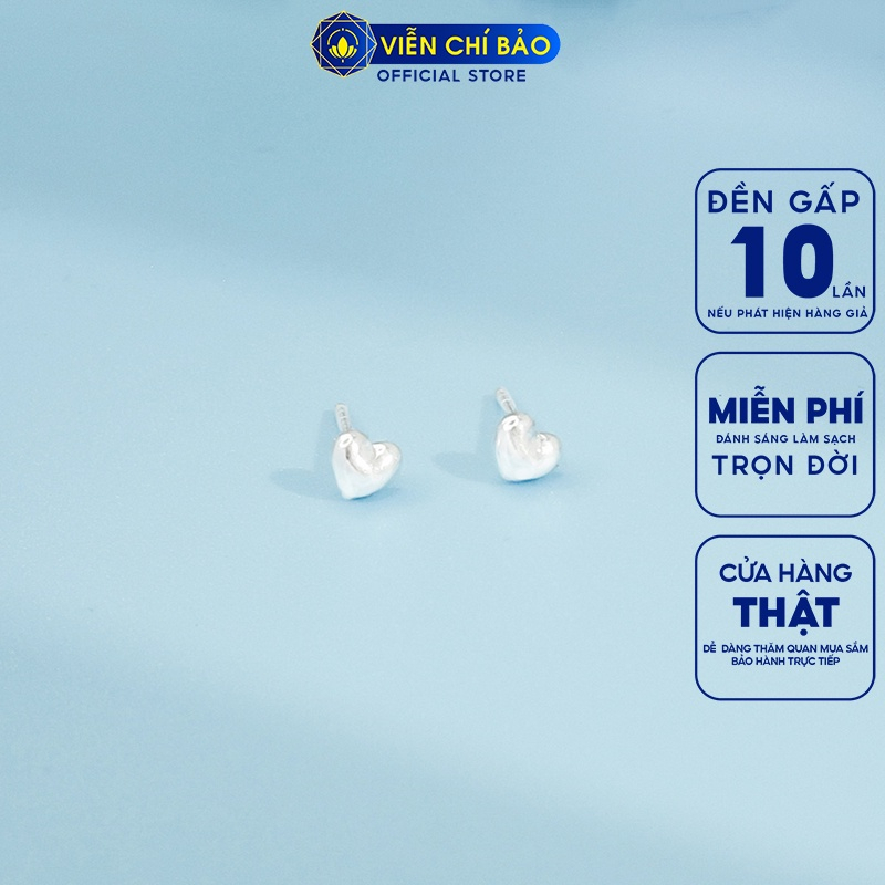 Bông tai tim phồng trơn chất liệu bạc 925 thời trang phụ kiện trang sức nữ Viễn Chí Bảo E050