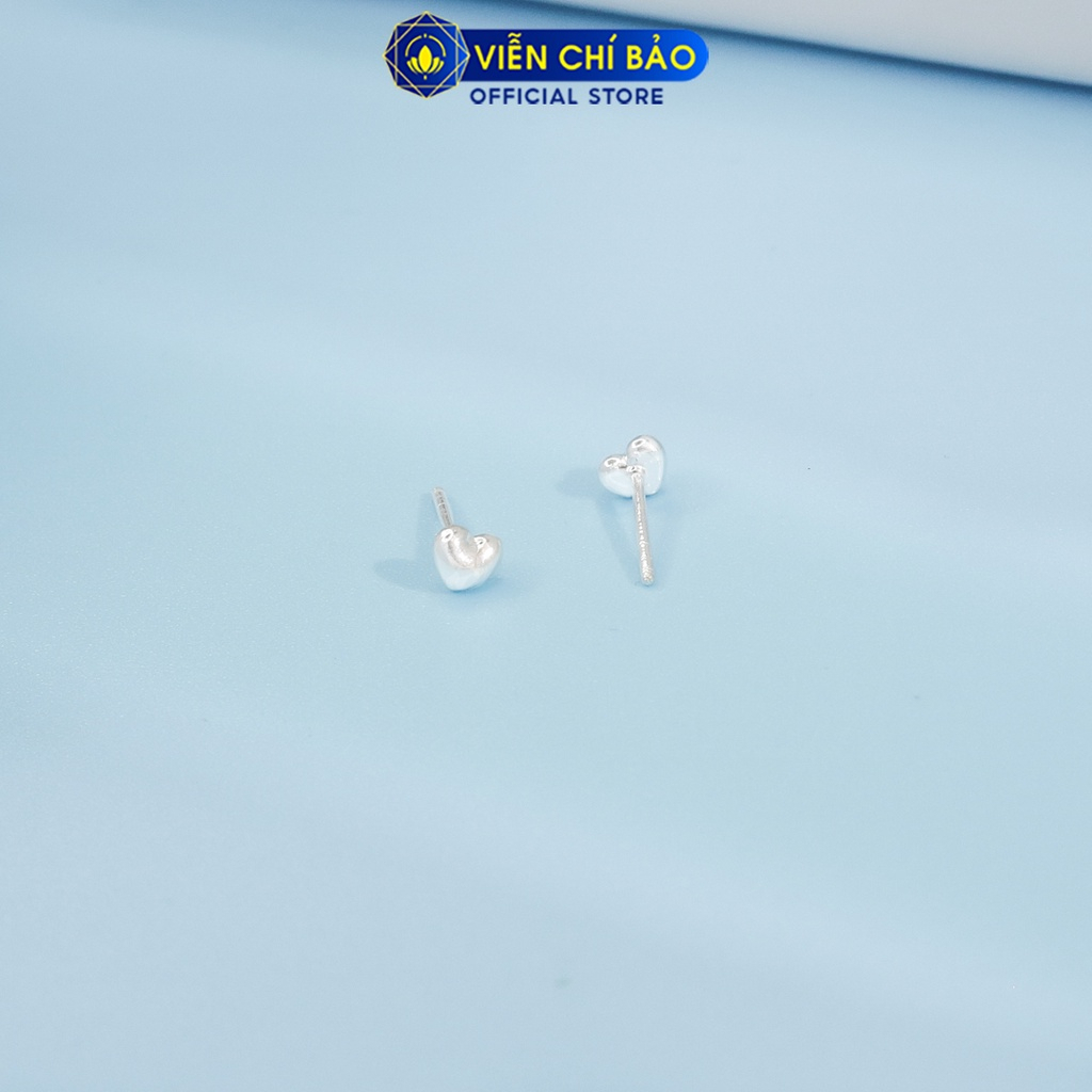 Bông tai tim phồng trơn chất liệu bạc 925 thời trang phụ kiện trang sức nữ Viễn Chí Bảo E050