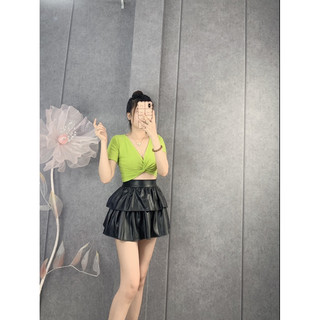 Áo gân xoắn eo croptop