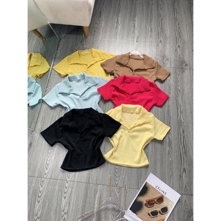 Áo xốp cổ bẻ croptop