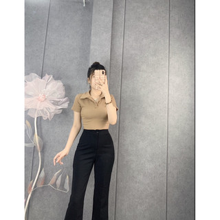 Áo xốp cổ bẻ croptop