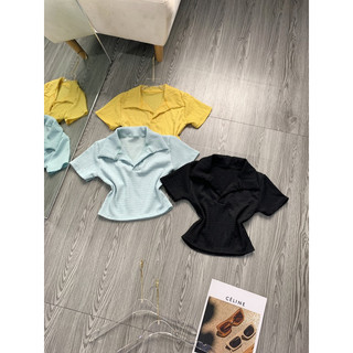 Áo xốp cổ bẻ croptop