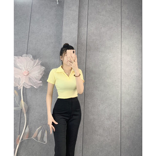Áo xốp cổ bẻ croptop