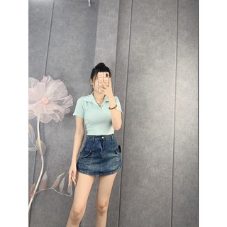 Áo xốp cổ bẻ croptop