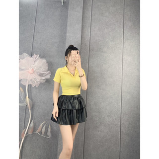 Áo xốp cổ bẻ croptop