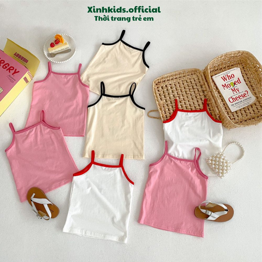 Áo 2 dây bé gái  chất cotton mềm mịn với nhiều hình ảnh dễ thương, áo 2 dây cho bé mùa hè