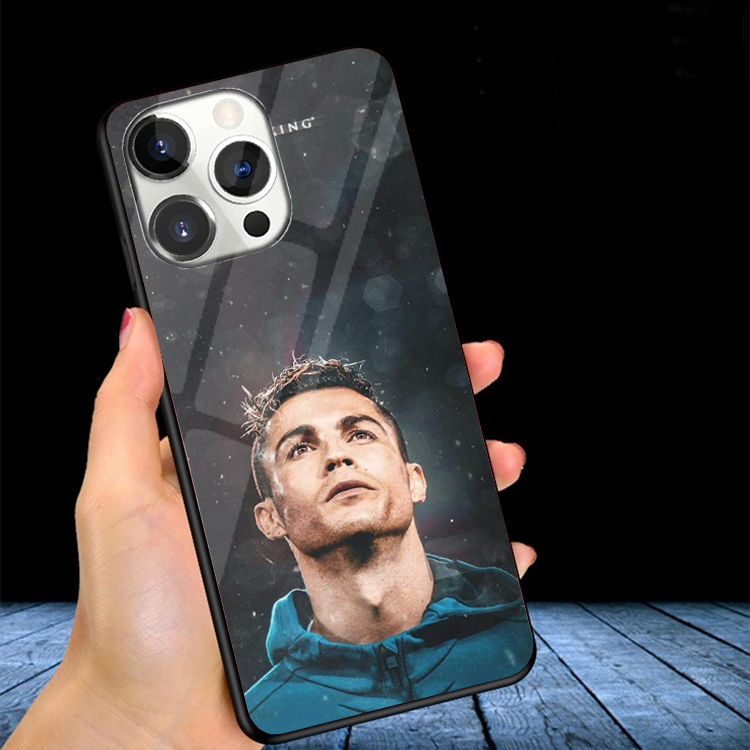 Ốp Lưng IPHONE 12, 12 PRO, 12 PRO MAX, 12  MINI Mặt kính In hình Ronaldo