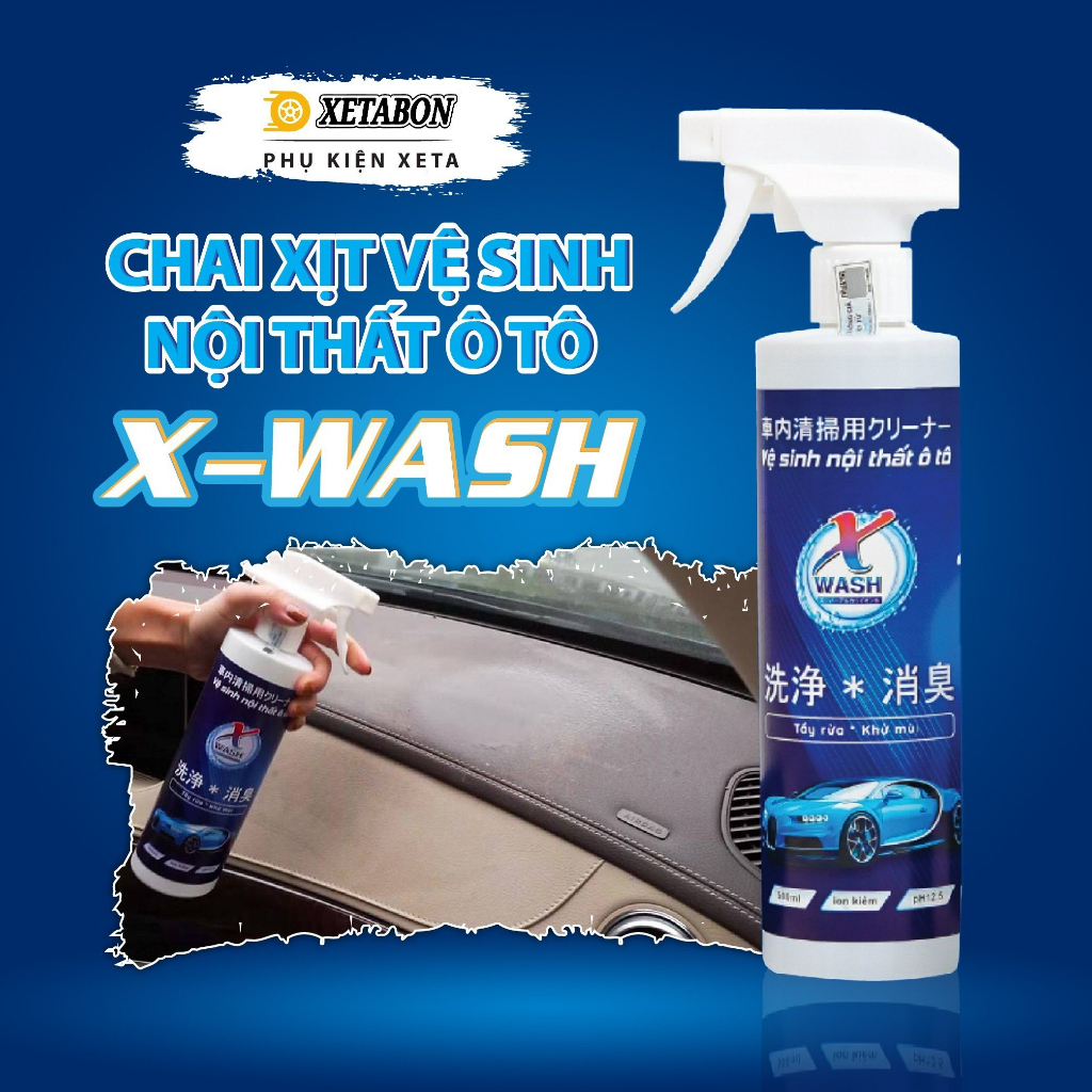 Chai Xịt Vệ Sinh Nội Thất Ô Tô Xwash Ghế Da, Vải Nỉ, vệ sinh sofa,làm sạch và khử mùi nội thất xe hơi 500ml