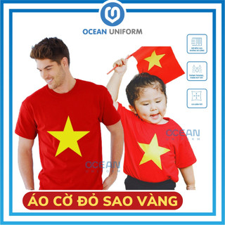 Áo cờ đỏ sao vàng chất cotton Thường ,áo cờ đỏ sao vàng người lớn trẻ em loại tốt bền đẹp, giá tận xưởng