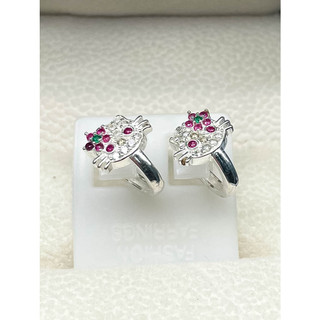 Bông tai cho bé gái bạc 925 mèo kitty đính đá hvj 08