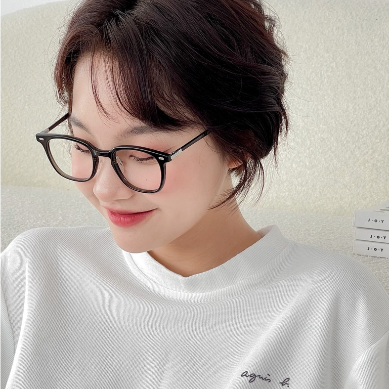 Kính gọng vuông nam nữ LILYEYEWEAR chất liệu nhựa dày dặn mắt giả cận thiết kế thời trang 21151