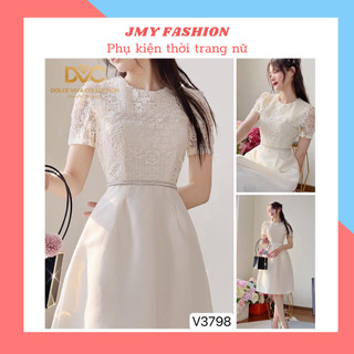 V3798 Váy đầm tafta kem A phối ren sang chảnh [Dolce Viva Colection (DVC)] đầm kem ren tiểu thư