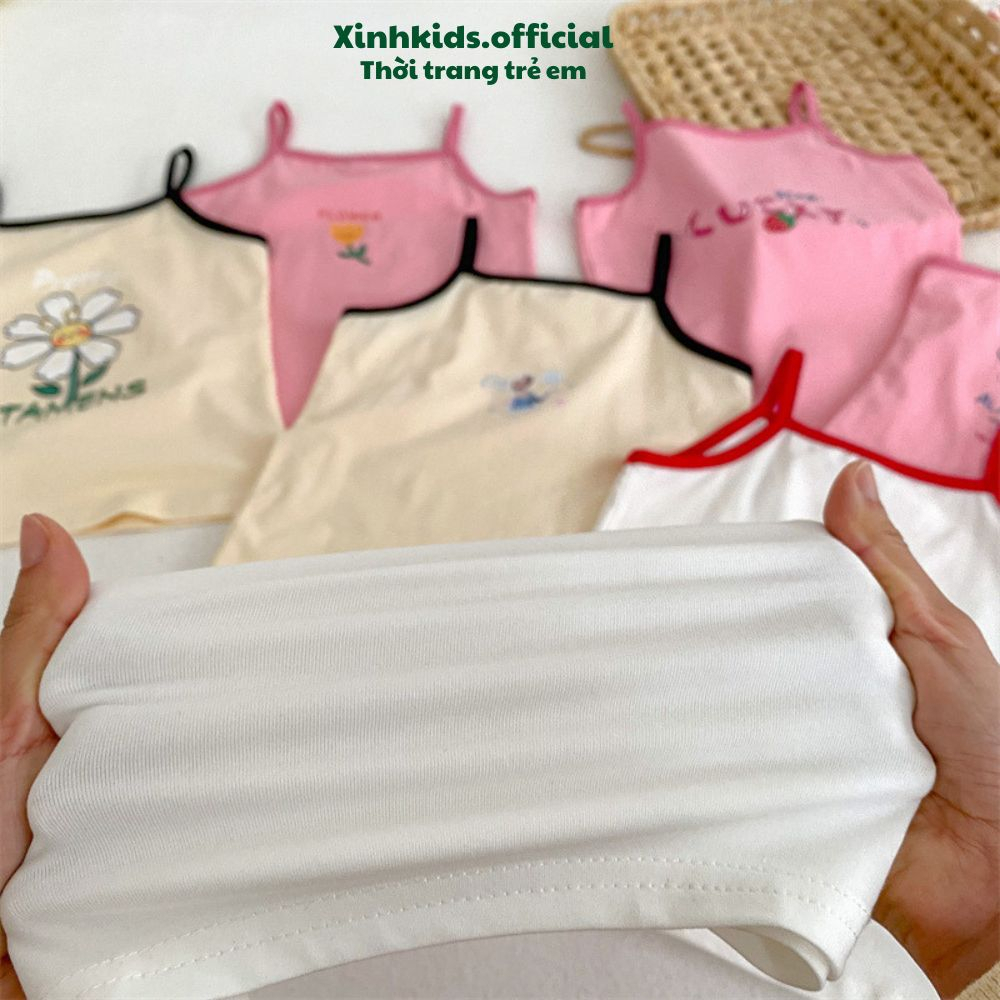 Áo thun 2 dây cho bé từ 3 – 7 tuổi chất cotton mềm mịn với nhiều hình ảnh dễ thương, áo 2 dây mùa hè cho bé gái