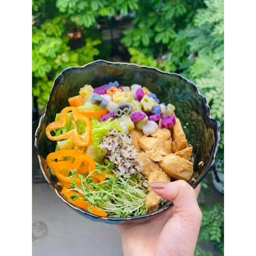 Nui ngũ sắc rau củ hình hoa lá hữu cơ dành cho bé ăn dặm eatclean & healthy gói 500gr