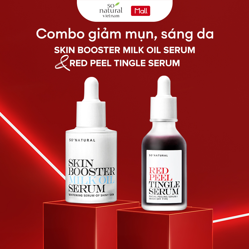 Combo Giảm Mụn Và Dưỡng Da Red Peel Tingle Serum Và Milk Oil So Natural