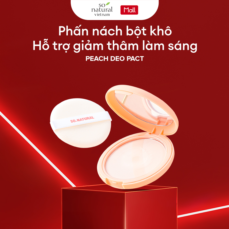 Phấn nách bột khô chiết xuất đào hỗ trợ giảm thâm làm sáng Peach Deo Pact So Natural 10gram