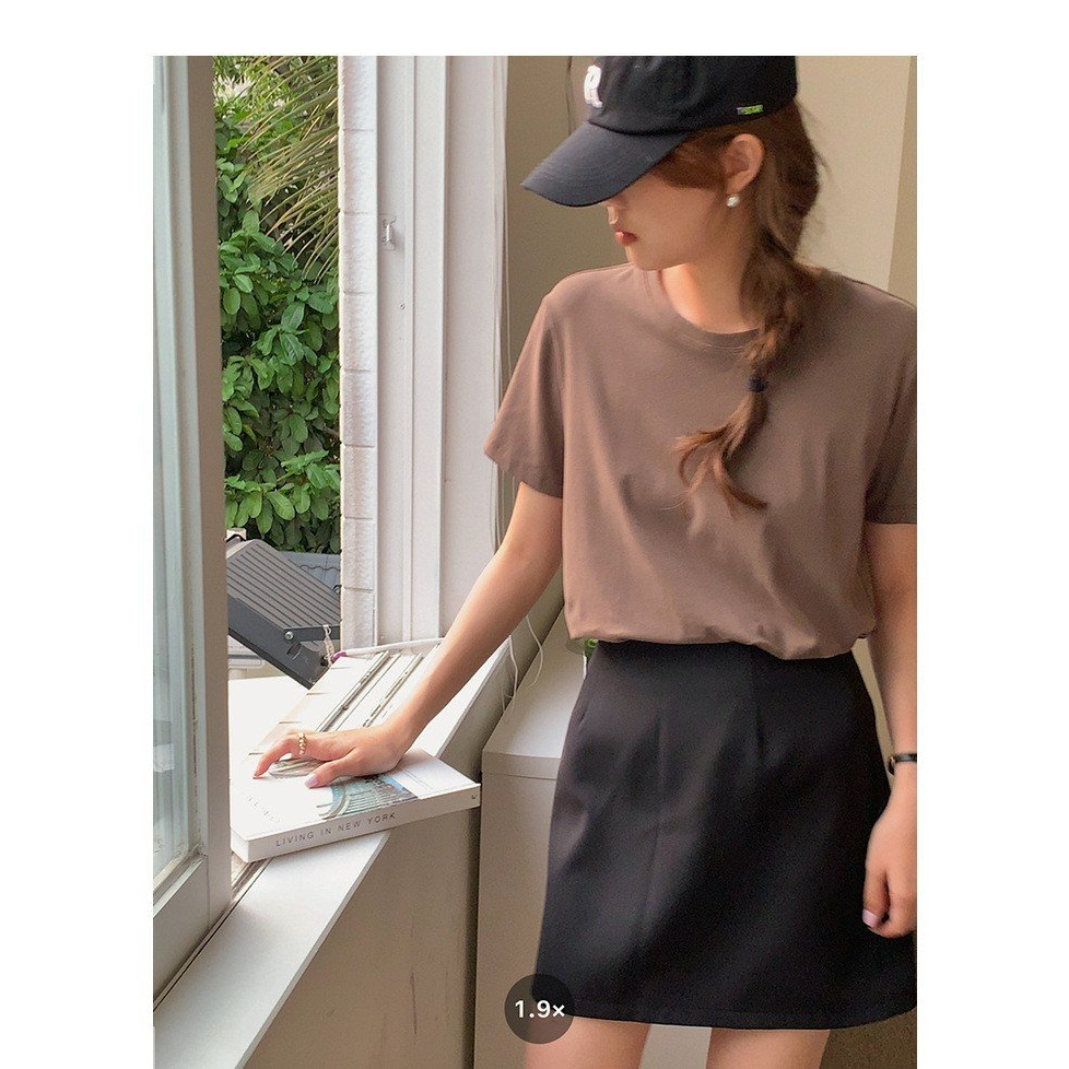 Áo thun cotton nữ trơn basic ALICE, Áo phông trơn Hàn Quốc năng động