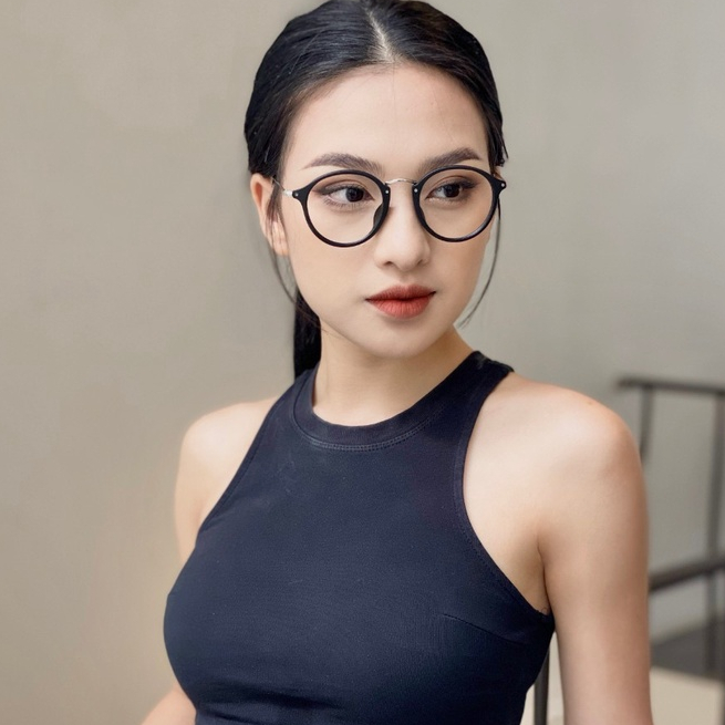 Gọng kính cận nữ LILYEYEWEAR kim loại mắt tròn kiểu dáng thời trang ulzzang hàn quốc C0009