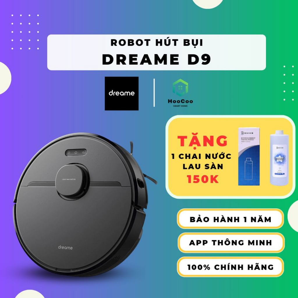 Robot hút bụi lau nhà Xiaomi Dreame D9 Lực hút mạnh 3000PA Nhập khẩu Chính hãng, Bảo hành 12 tháng, App thông minh | BigBuy360 - bigbuy360.vn