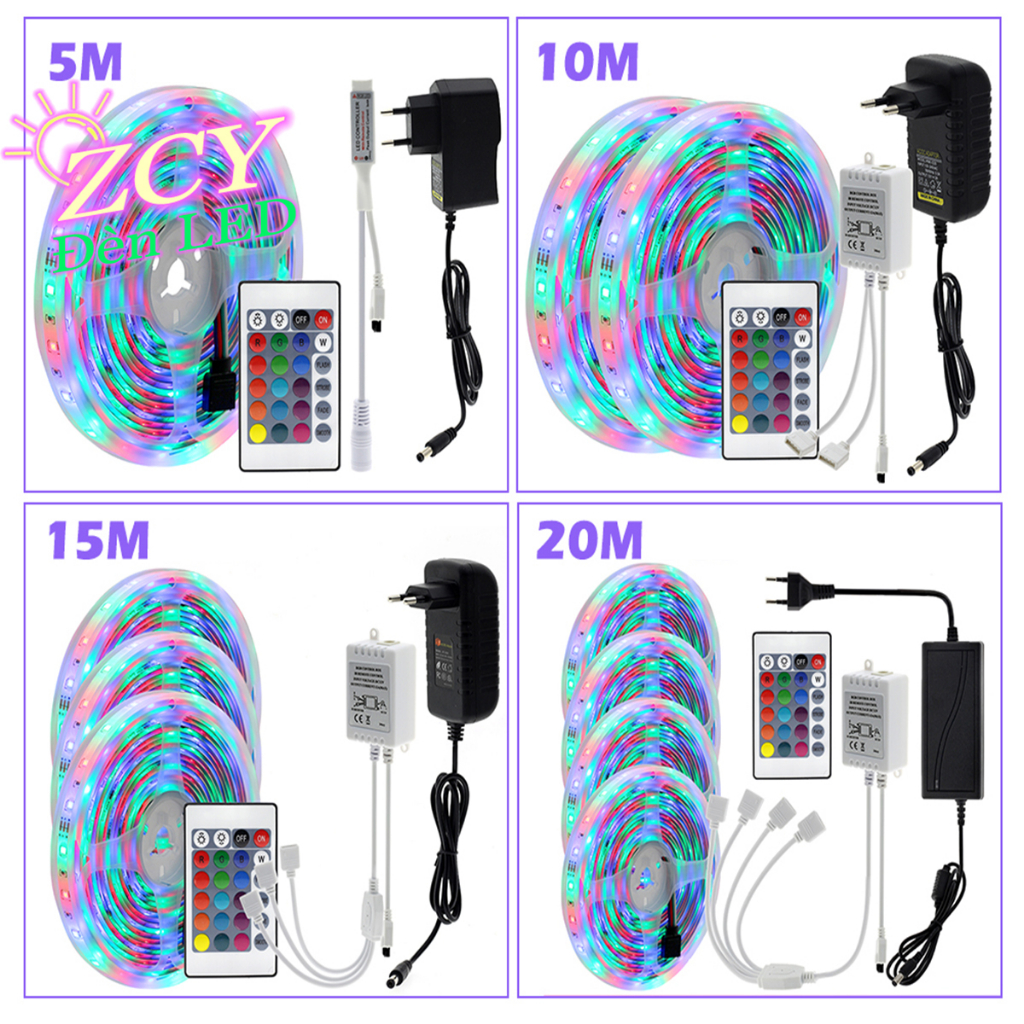 Đèn dây led RGB 5M 10M 15M 20M 2835 12V ​trang trí TV máy tính decor phòng
