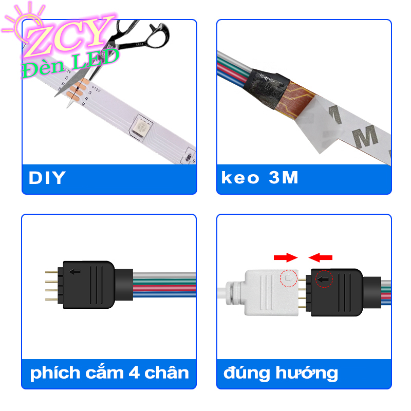 Đèn dây led RGB 5M 10M 15M 20M 2835 12V ​trang trí TV máy tính decor phòng