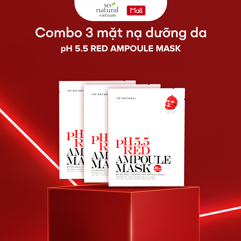 Combo 3 Mặt Nạ Dưỡng Da Cân Bằng Độ PH Red Ampoule Mask PH 5.5 So Natural 5gram