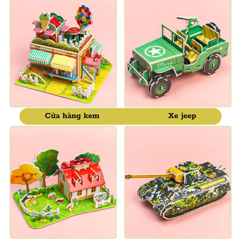 Xếp Hình 3D Cao Cấp Đầy Đủ Các Hình Dễ Thương Cho Bé- Đồ Chơi Giá Rẻ