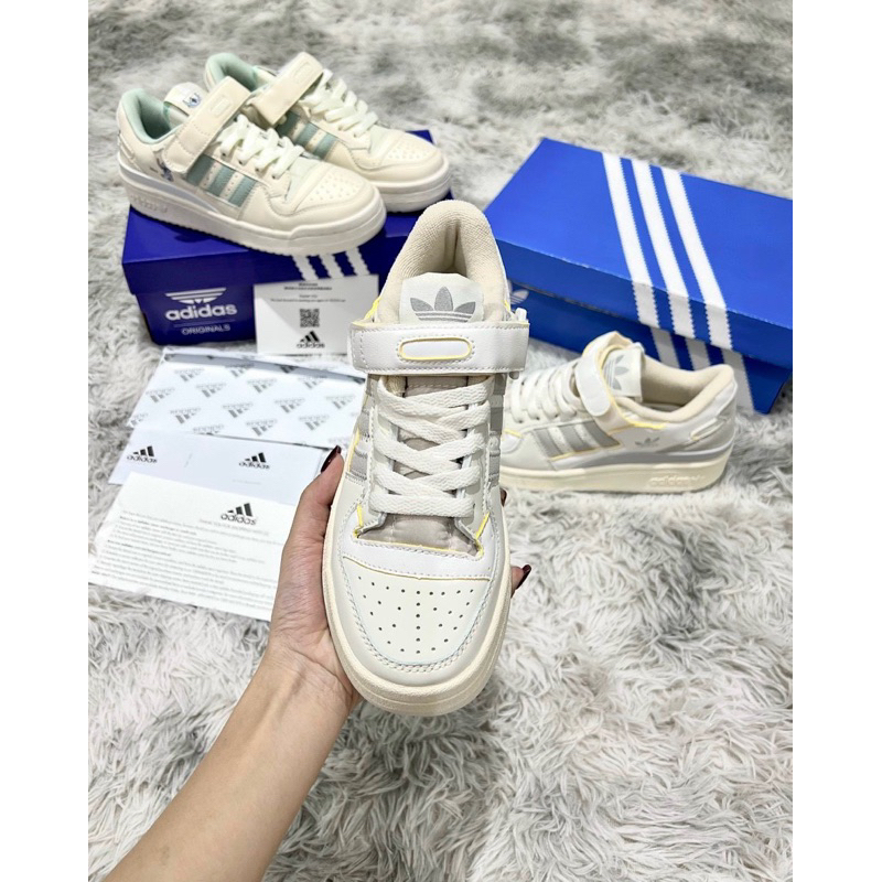 GIÀY THỂ THAO ADI.DAS FORUM LOW TRẮNG XÁM ĐẾ NÂU LAI AU _GIÀY SNEAKER ADIDAS QUAI DÁN