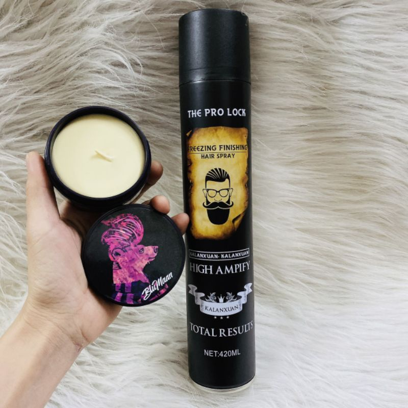 Combo Gôm xịt tóc nam giữ nếp và sáp vuốt tóc tê giác xanh