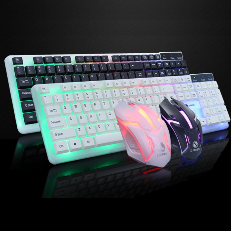 Bàn Phím Giả Cơ Kèm Chuột Máy Tính Có Dây Tích Hợp Đèn Led Bật Tắt | Phiên Bản Keycap Bo Góc Mới | BigBuy360 - bigbuy360.vn