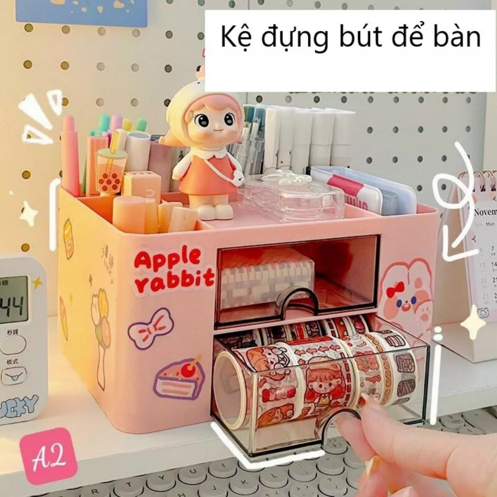 Khay Đựng Bút Phụ Kiện Học Tập Đa Năng Có Ngăn Kéo Tiện Lợi- Kệ Đựng Mỹ Phẩm Để Bàn NHIỀU NGĂN LỚN Bằng Nhựa