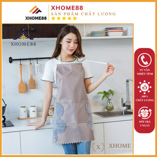 Tạp dề nấu ăn không thấm nước có túi và chỗ lau tay 2 bên hông tiện dụng