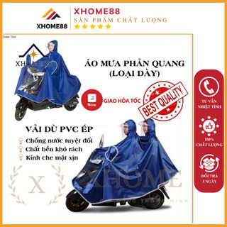 Áo mưa phản quang cao cấp vải dù siêu dai, áo mưa 2 đầu cánh dơi có kính che mặt