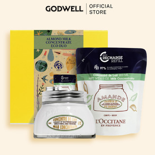 [L'OCCITANE] Set kem dưỡng thể và túi refil Loccitane Almond Duo Milk Concentrate & Eco-Refill
