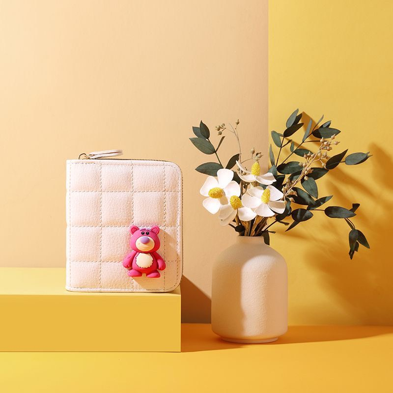 Ví Nữ Mini Cầm Tay Họa Tiết Gấu Dâu Cute Dễ Thương Phong Cách Retro TD120