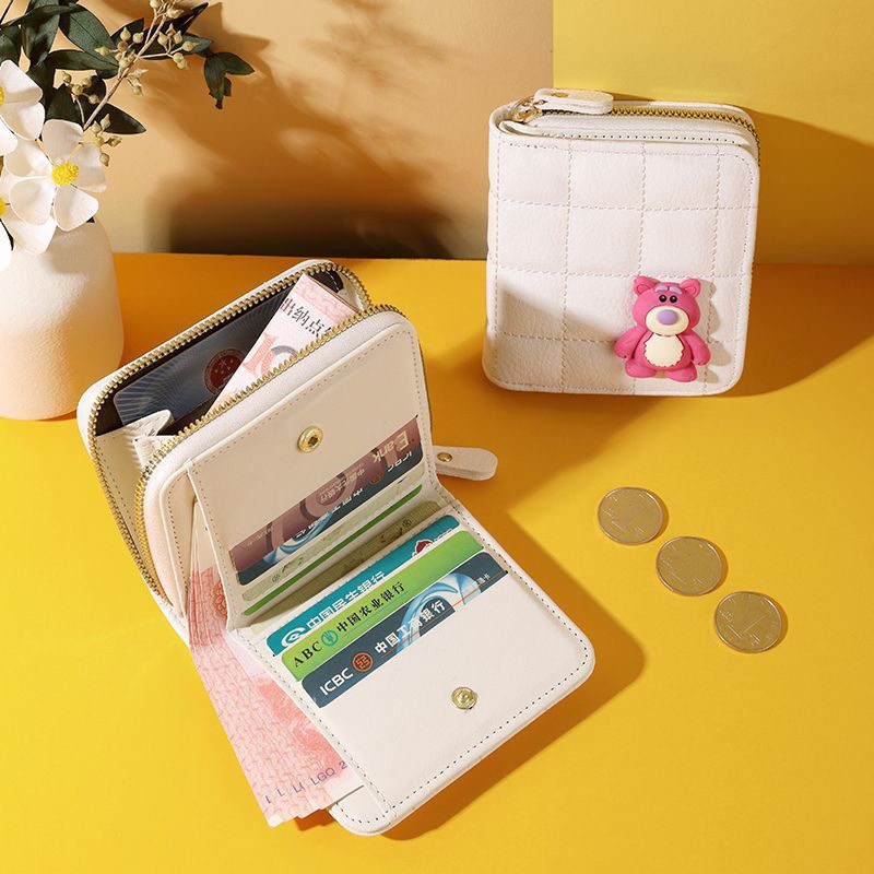 Ví Nữ Mini Cầm Tay Họa Tiết Gấu Dâu Cute Dễ Thương Phong Cách Retro TD120