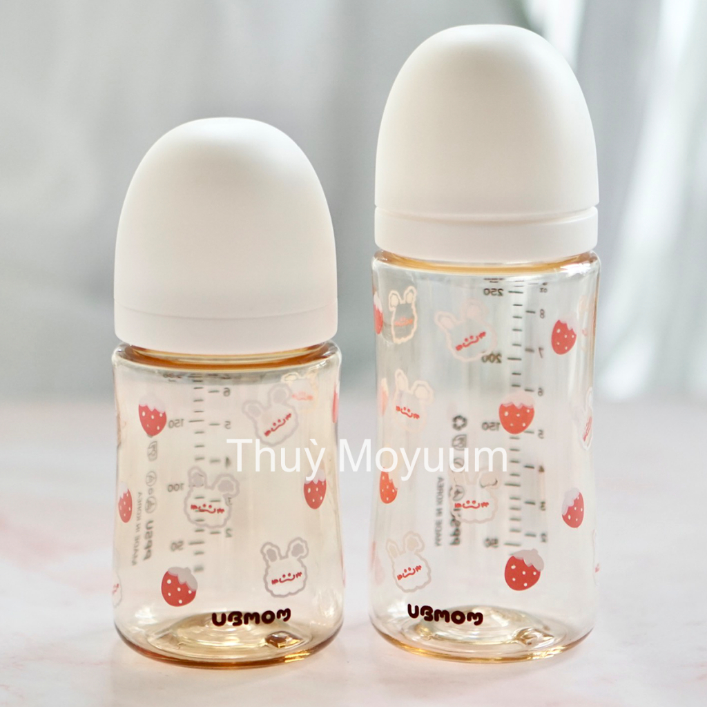 Bình sữa UBMOM Thỏ Trắng, Thỏ Nâu, Khủng long, Cún xù mẫu mới 200ml/280ml Hàn quốc chính hãng