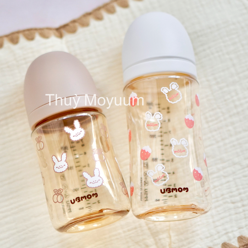 Bình sữa UBMOM Thỏ Trắng, Thỏ Nâu, Khủng long, Cún xù mẫu mới 200ml/280ml Hàn quốc chính hãng