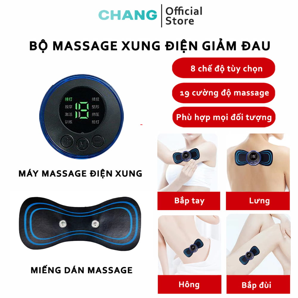 Miếng Dán Massage Xung Điện BWOO Massage Cổ Vai Gáy, Bắp Tay, Lưng, Máy Mát Xa 8 Chế Độ Giúp Giảm Đau Nhức Hiệu Quả BWOO