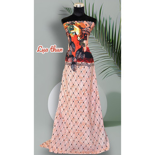 Vải lụa thun hoa chân may áo dài đầm MS3391