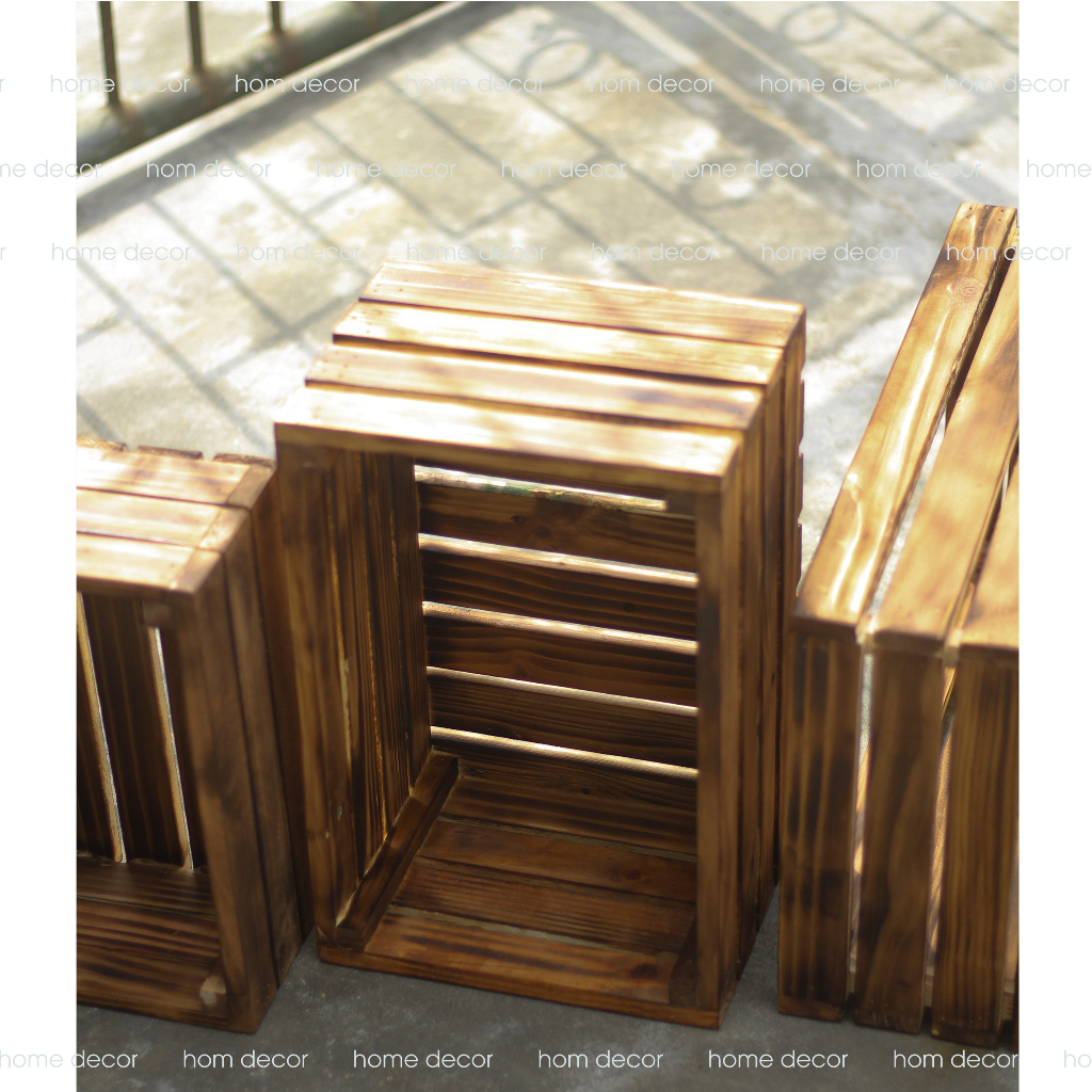 Thùng gỗ pallet đựng đồ - Hộp gỗ decor trang trí -Homestay quán cafe