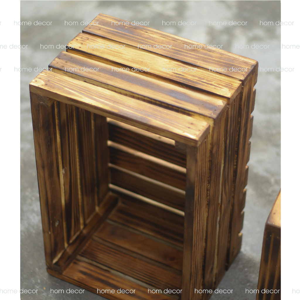 Thùng gỗ pallet đựng đồ - Hộp gỗ decor trang trí -Homestay quán cafe