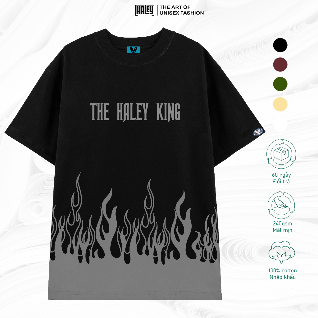 Áo Thun lạnh phông Nam Nữ TN74 The HALEY King Unisex Tay Lỡ Form Rộng Street wear Phản Quang cá tính cool ngầu