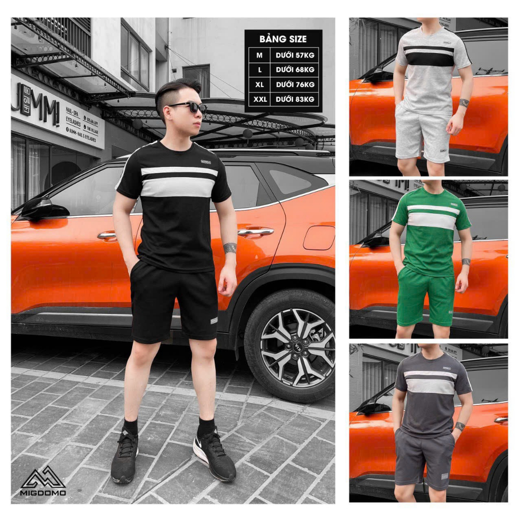 Bộ Quần Áo Nam Mùa Hè Unim Store Cổ Tròn Cộc Tay Cotton Tổ Ong Thoáng Khí Phối Màu Tay Áo Slimfit Body - BN 348