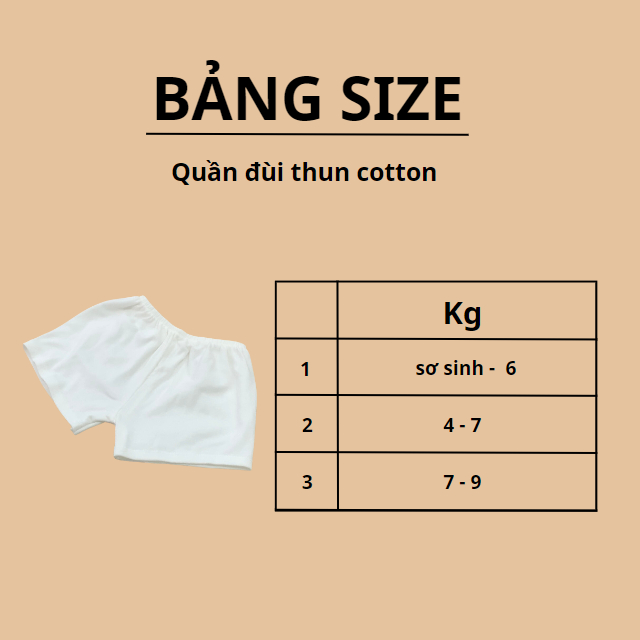 Quần đùi thun cotton HotGa cho bé sơ sinh đến 12kg