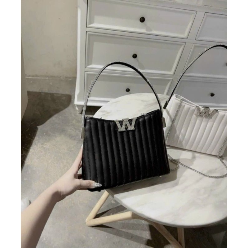 Túi xách nữ túi kẹp nách W.ang quai đính đá sag chảnh